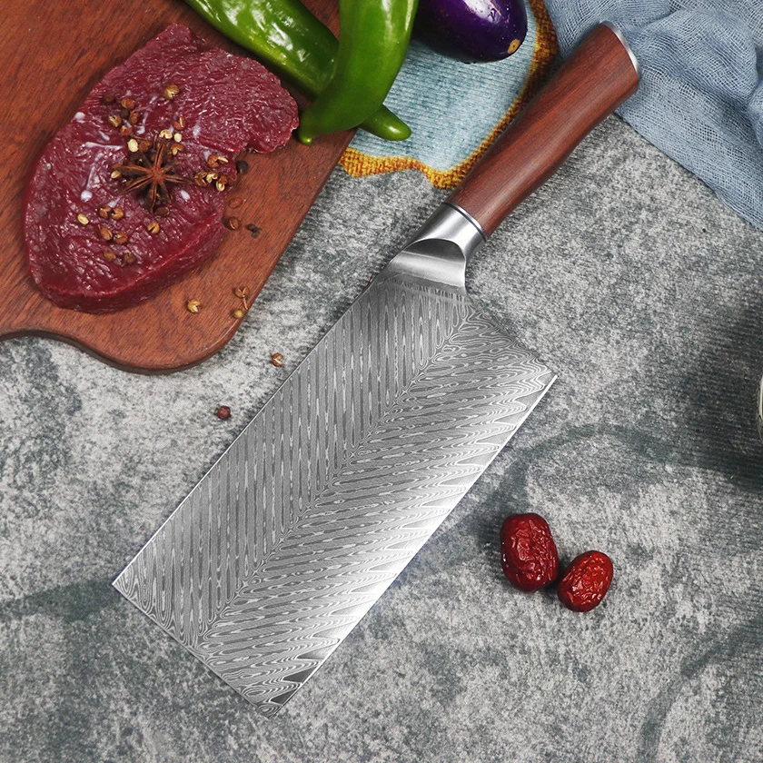 7 Inch Chinese Chef Knife 67 Layers Damascus VG10 Steel Blade Sharp Slicing Cleaver Kitchen Knives Rosewood Handle Cooking Tools