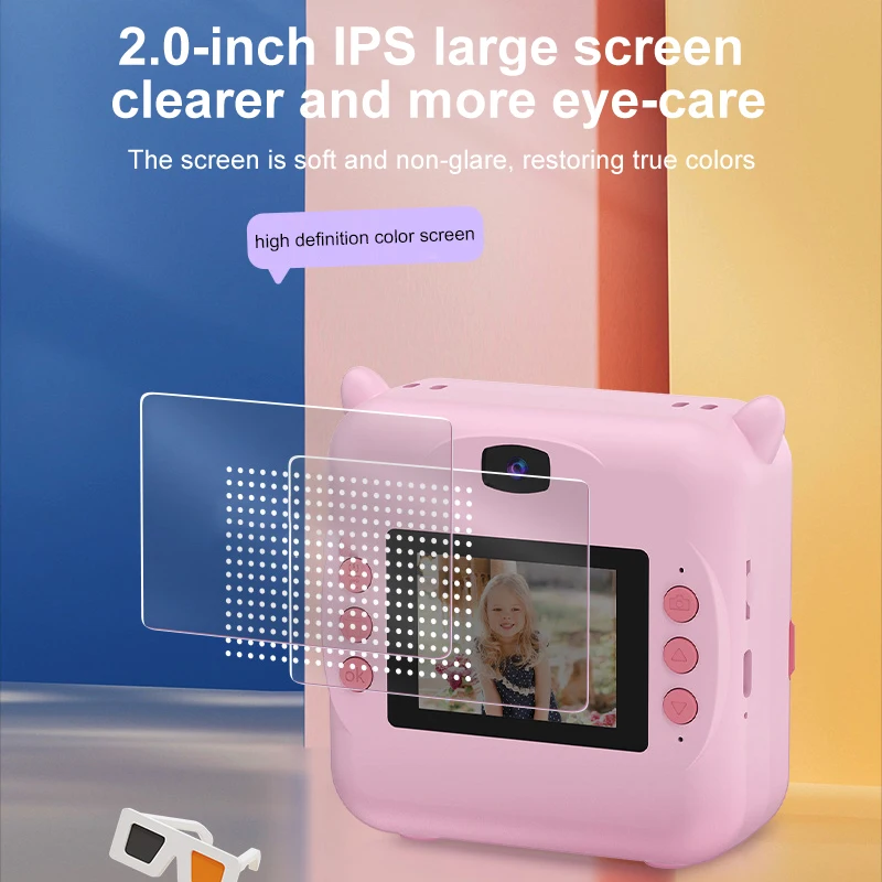 Aparat cyfrowy dla dzieci 1080P HD Podwójny obiektyw Natychmiastowy druk dla dzieci Kamera termowizyjna Natychmiastowe drukowanie zdjęć z kartą pamięci 32G