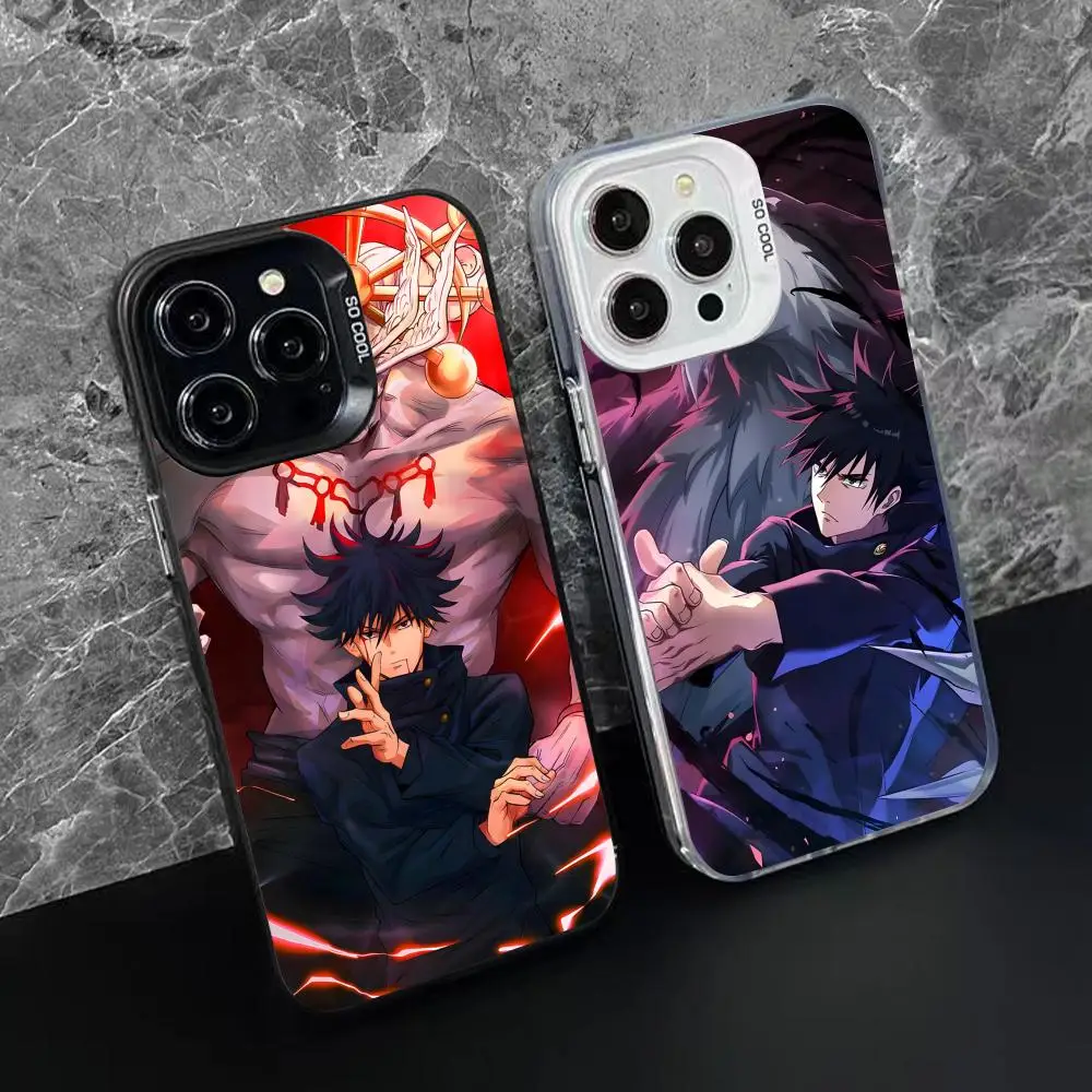 Jujutsu Kaisen Megumi Fushiguro جراب هاتف آيفون 16 15 14 13 12 11 X XR XS 8 7 Pro Max Plus شفاف اللون واقية #2