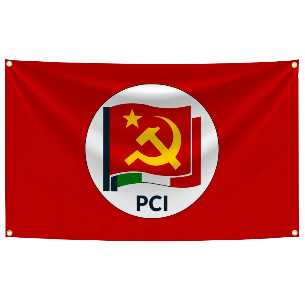 90x150cm Italian Communist Party PCI Flag Polyester Digital Printing Banner Wall Art Home Outdoor Decoration Tapestry
