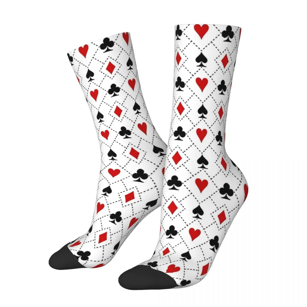 Autumn Winter Harajuku Unisex Playing Cards Suit Symbols Pattern Socks Poker Heart Diamond Spade Club Breathable Yoga Socks