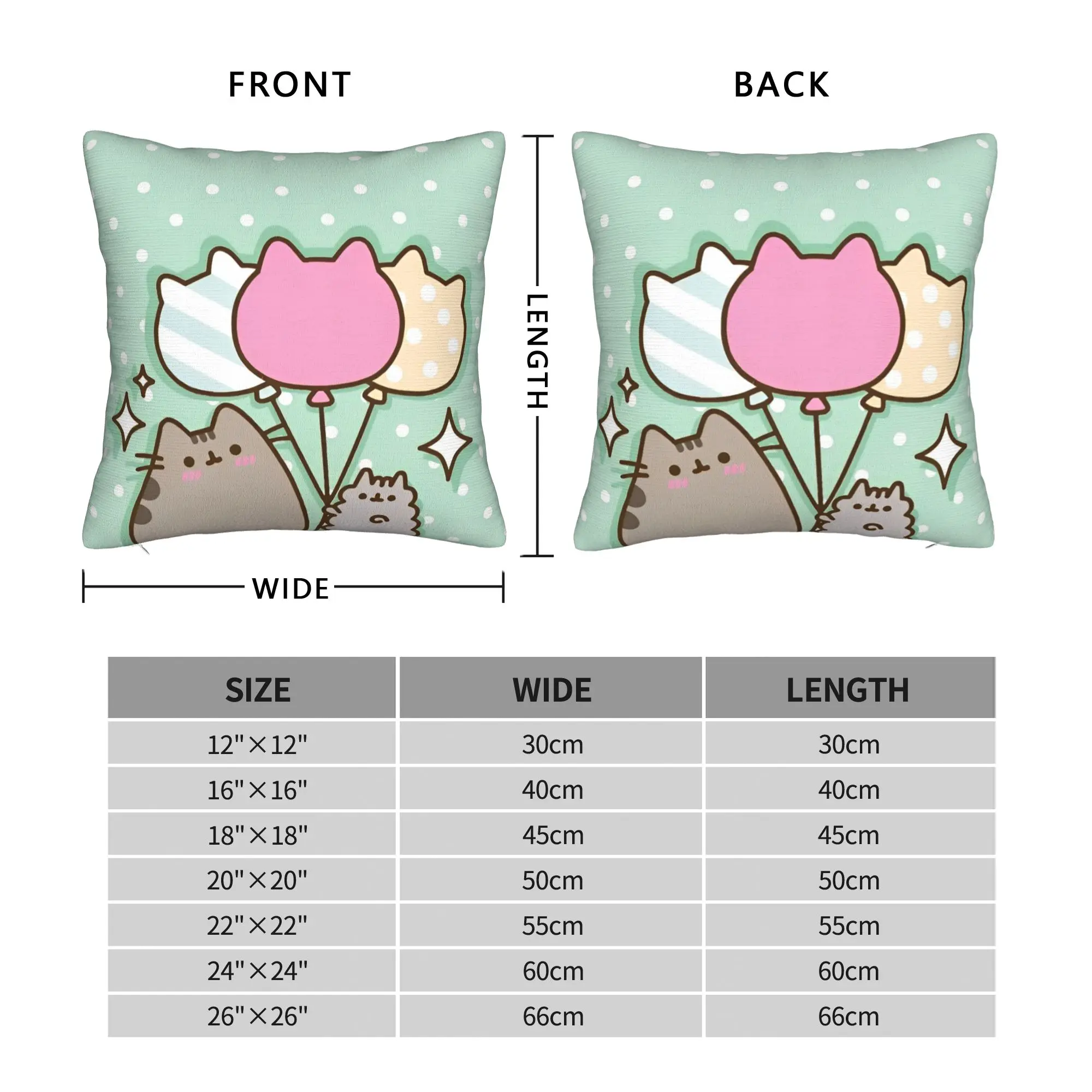 Happy Cat Cartoon Square Pillow Cases P-Pusheencats Cushion Cover Funny Zippered Decor Pillowcase for Seat 18"x18" view 3