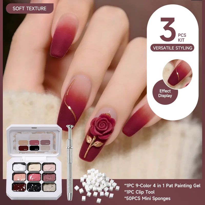 UR SUGAR 3PCS Solid Patting Nail Gel Set Semi Permanent Nail Art Soaking UV LED Blush Pat Painting Gel Manicure Nail Salon DIY