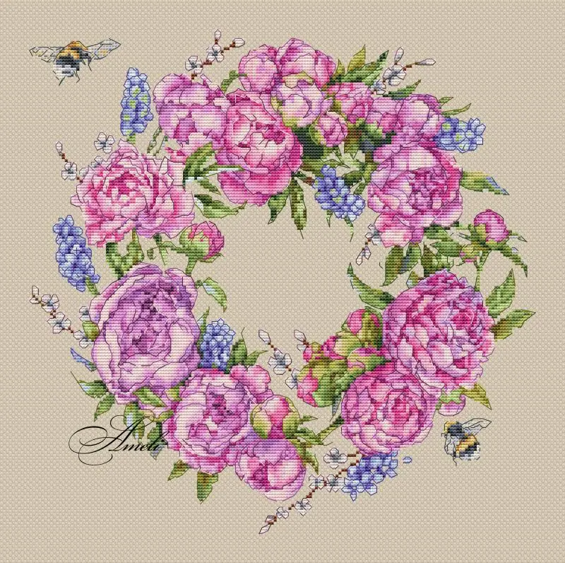 Peony wreath series 41-41 Canvas Cross Stitch Embroidery Set Hobby Magic Room Decor Design A Bustling City Rainy Street