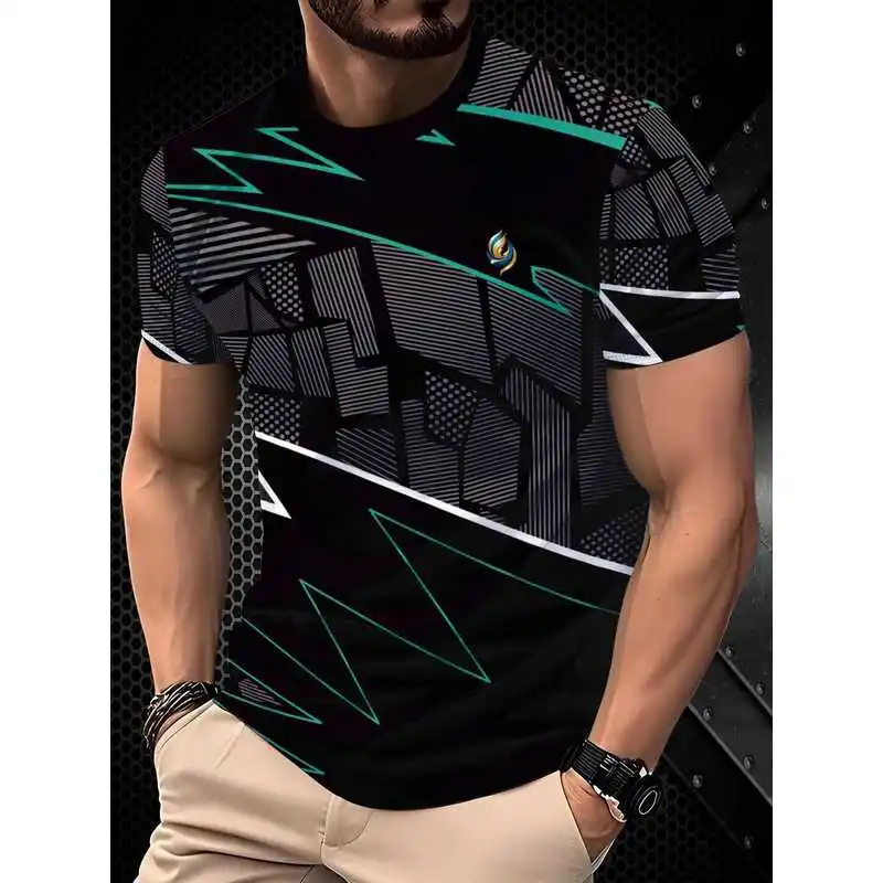 Men's Printed Sports T-Shirt Crew Neck Breathable Casual Summer Short Sleeve Four Seasons Comfortable Daily Fashion Wear