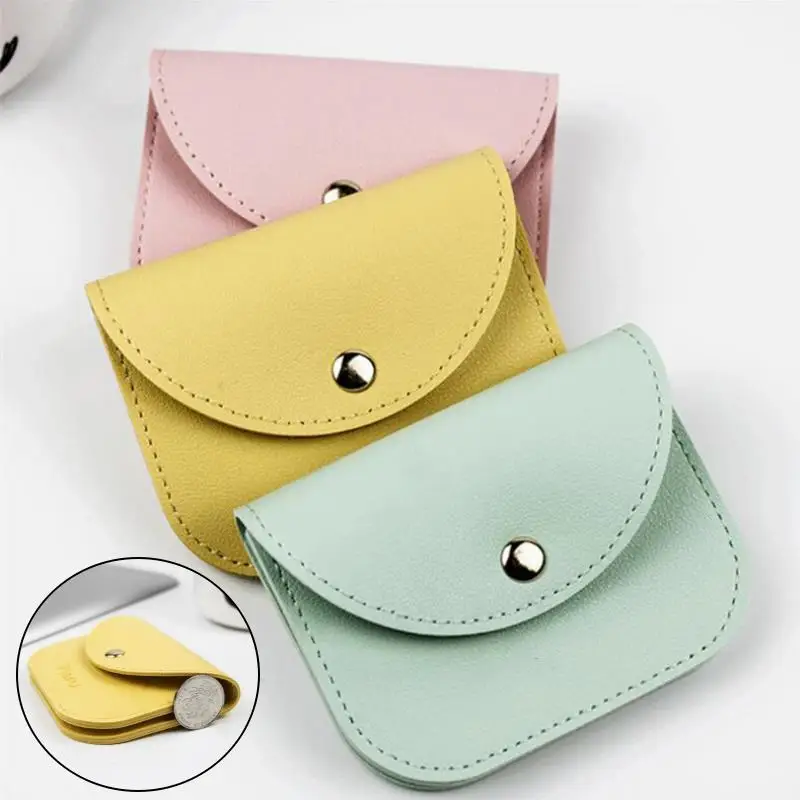 Fashion Brand Leather Purses For Women With Snap Button Coin Wallet Document Holder Coin Purse Children's Bag Girls Change Purse