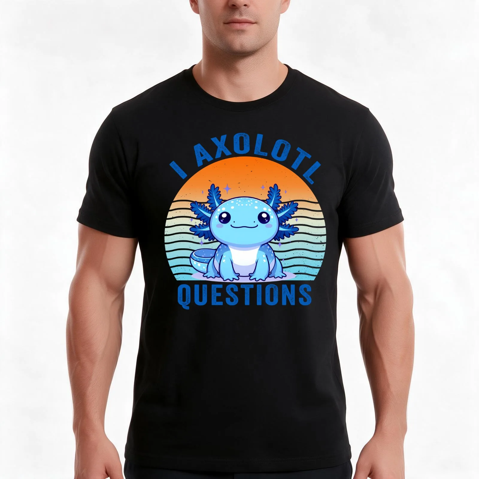 Funny I Axolotl Questions Retro Cute Toddler Boy Girl Kids T-Shirt, Summer Casual Cotton Tee, Oversized Streetwear Tops