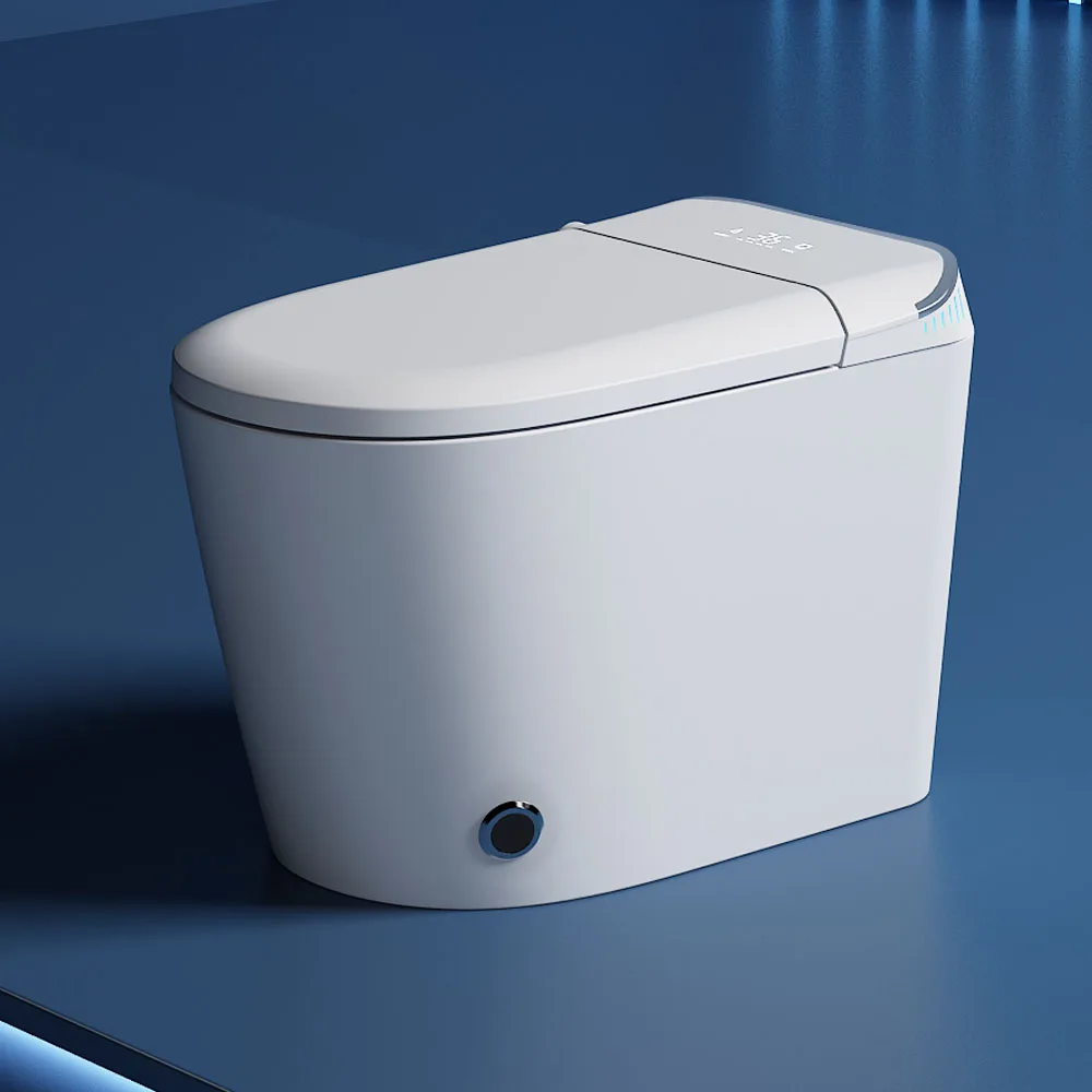 

White Smart Toilets and Bidets Fully Automatic Flush Warm Water Cleasing Night Light Foot Sense Toilet Bathroom Accessories