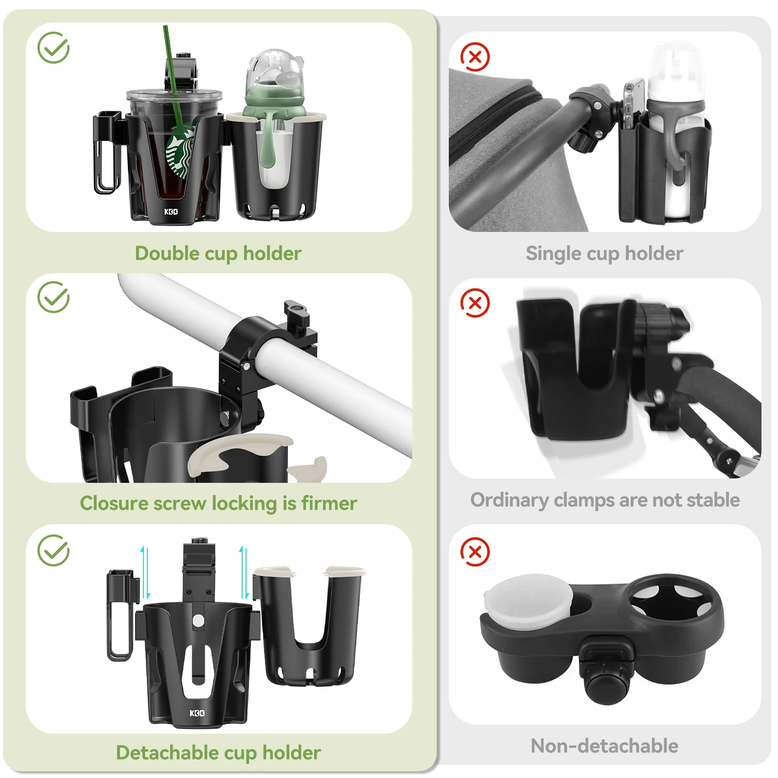 عربة حامل الكأس مع حامل هاتف حامل الكأس الدراجة حامل الكأس العالمي لعربات الأطفال 3 في 1 حامل هاتف كأس للدراجة