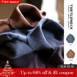 Maden Thermal Sweater Men’s Turtleneck Basic Knitted Shirts Autumn Winter Solid Thick Pullovers Turn-down Collar Soft Underwear