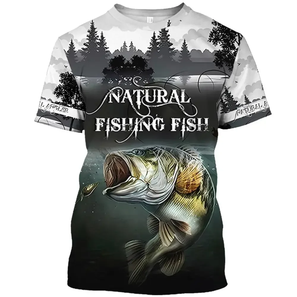 Summer 3D Carp Fish Print Mens T Shirts Casual Breathable O-neck Short Sleeve Go Fishing Sports Tops Oversized T-shirts Clothing