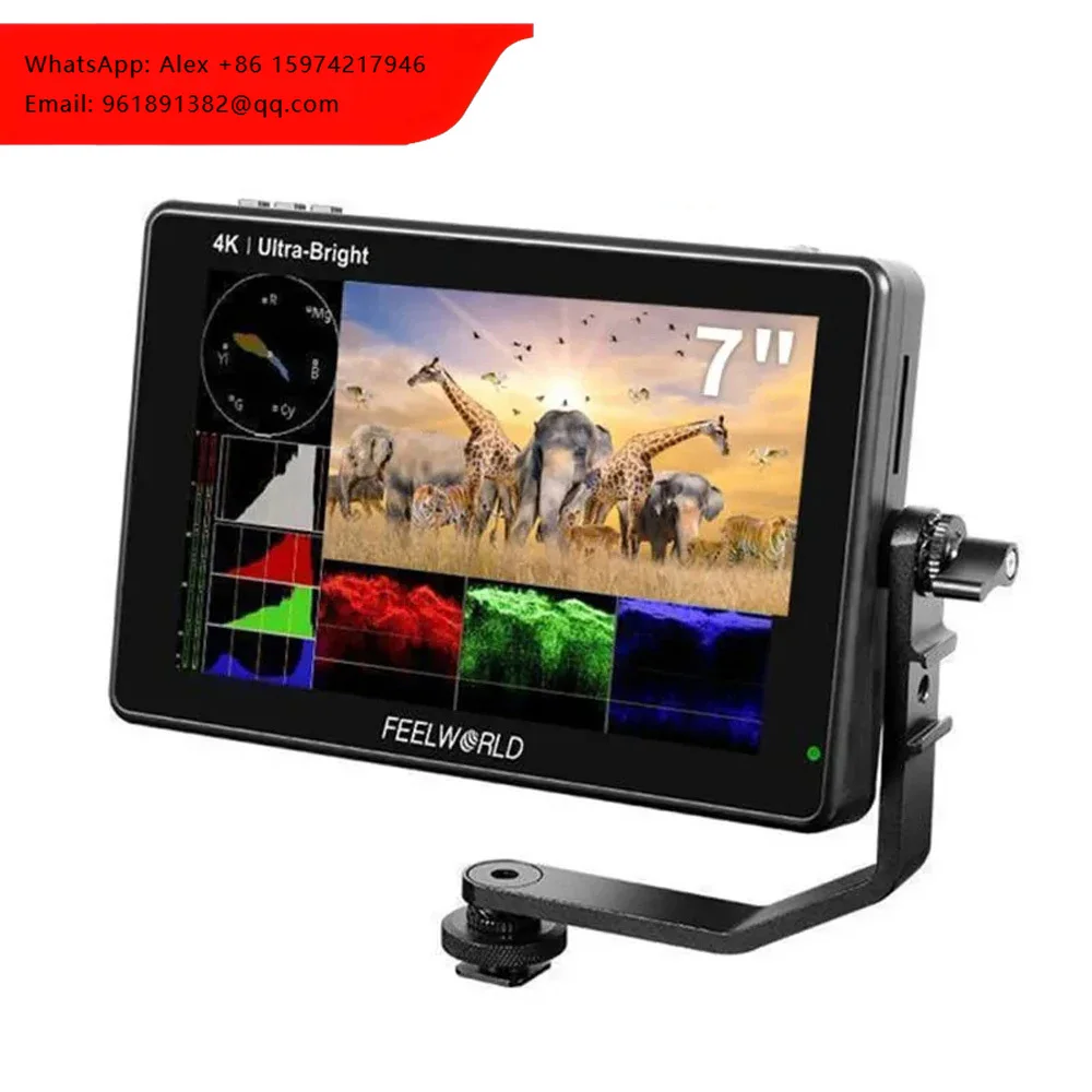 

Монитор FEELWORLD LUT7S 7 дюймов, ультраяркий (2200 нит), для DSLR-камер, с входом/выходом 3G-SDI 4K, комплект внешнего питания F970