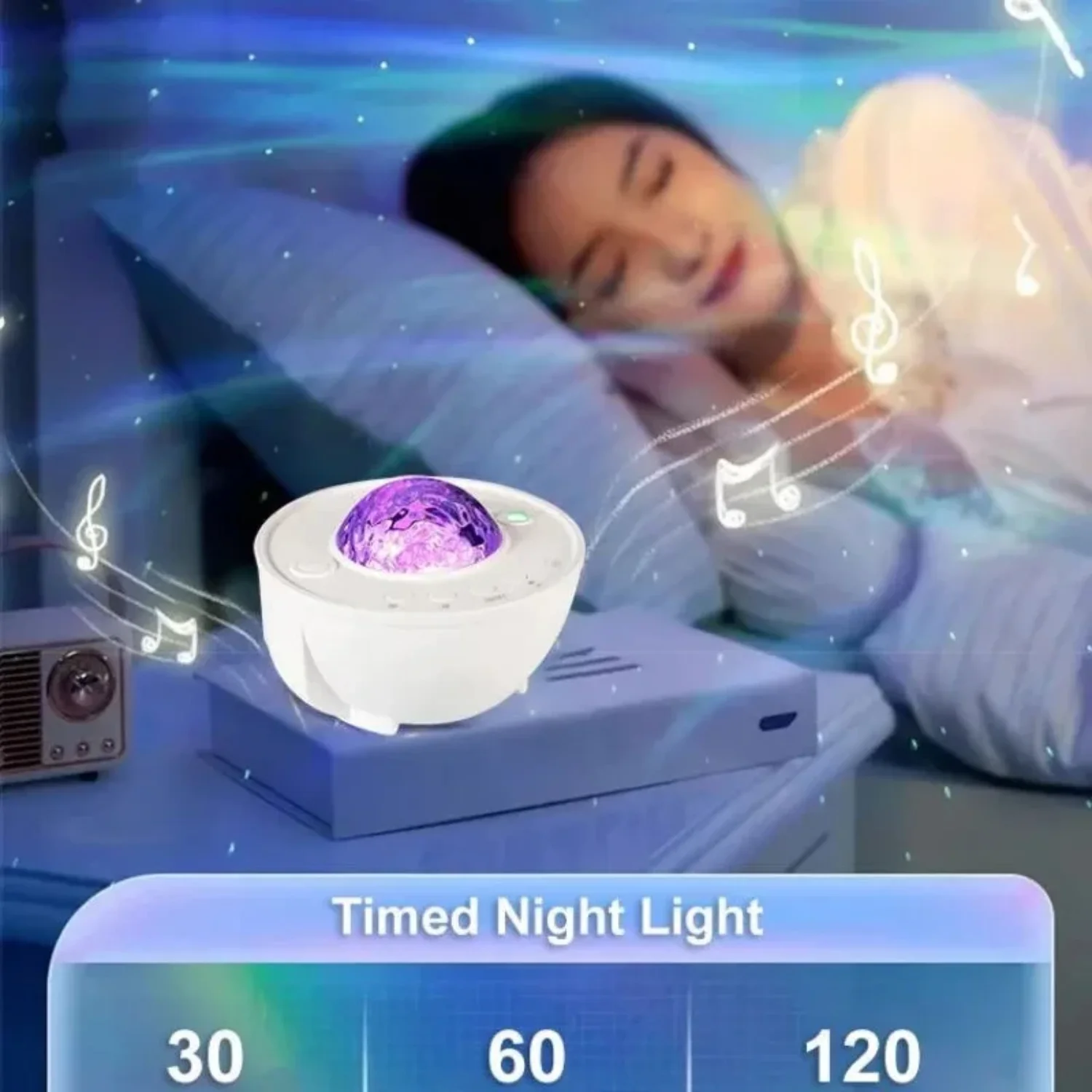 

Starry Projector Night Light with Ocean Wave Music Speaker Sky Bedroom Decoration Birthday Gift Party