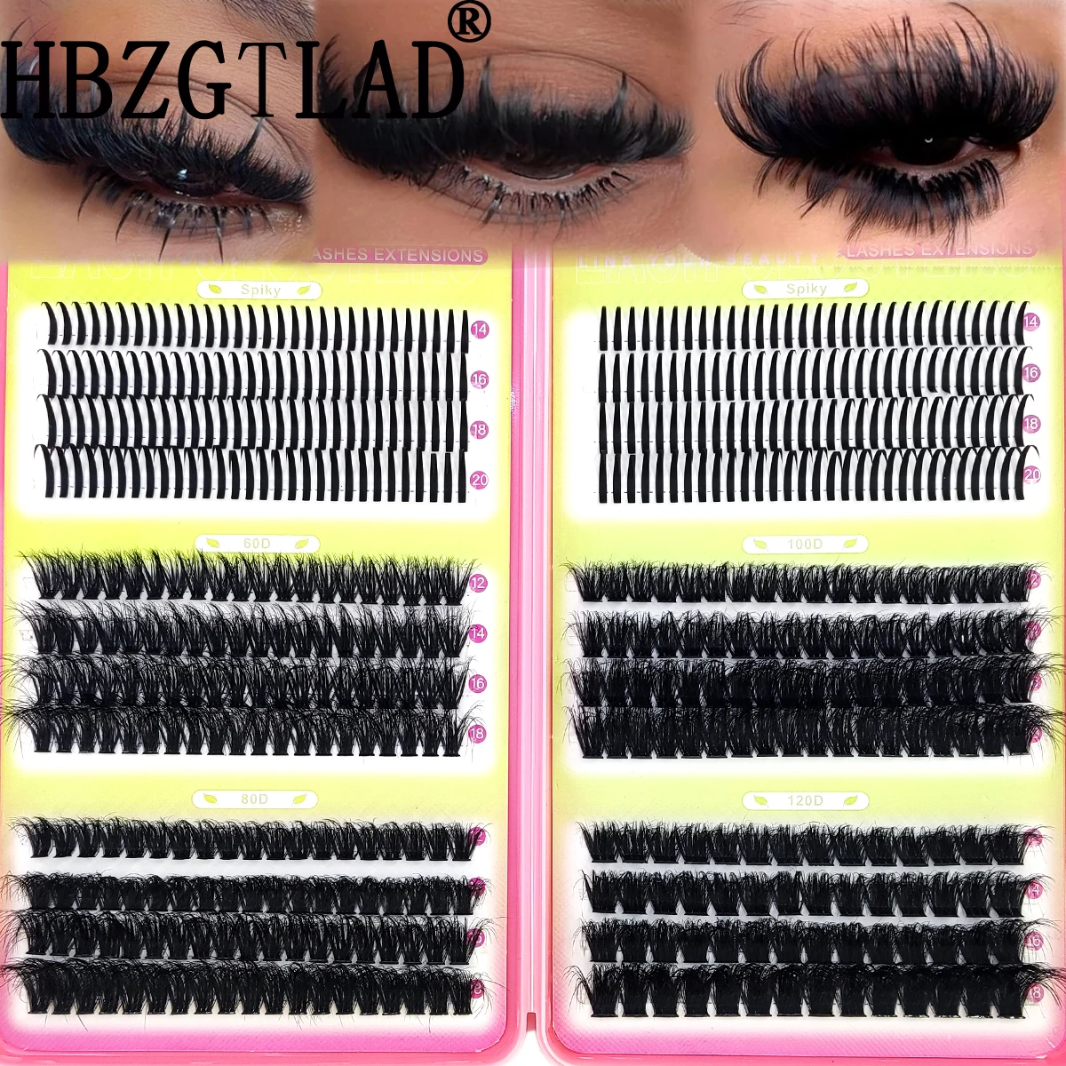 60D-200D Bottom Spike Lash Cluster Lash Cluster Volume Single Lash Cluster Extended Tip Lash Cluster DIY Fairy/Manga Lash eyelas