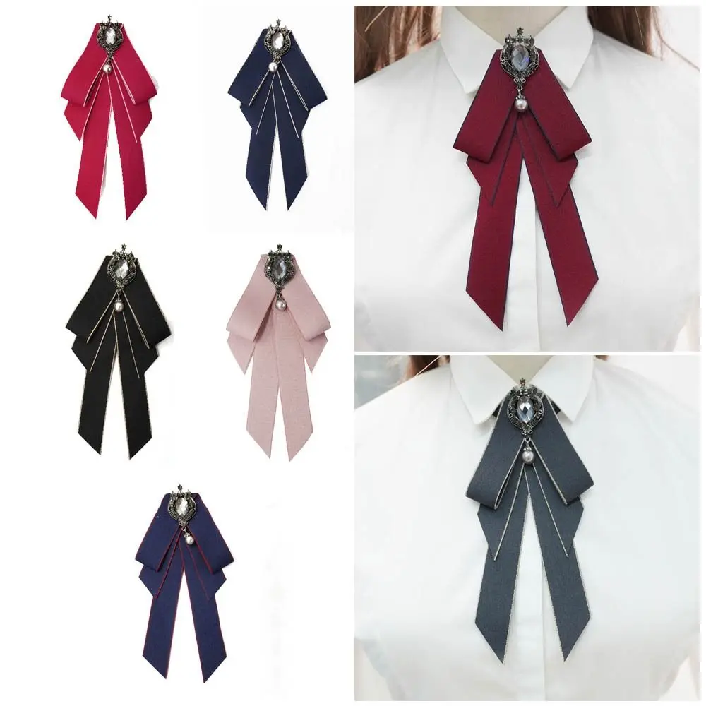 高級リボンリボンボウタイクリスタル手作りリボン弓ブローチ生地布アートラインストーン蝶ネクタイビジネスフォーマルドレスシャツ