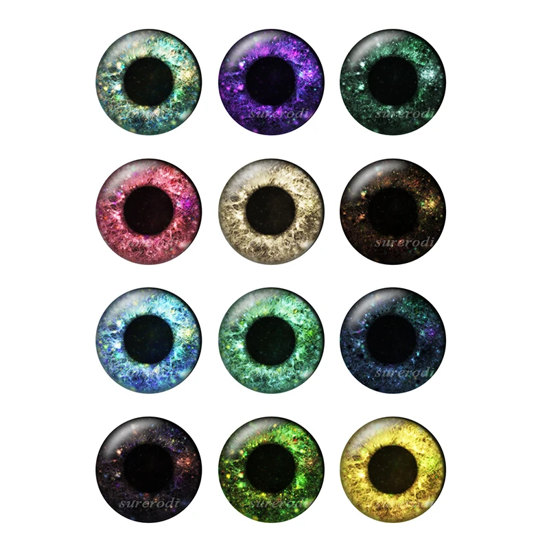 12 Pairs/bag Thin Glass Cabochons 14mm Doll Eyes Chips for DIY Jewelry Making Supplies BH174