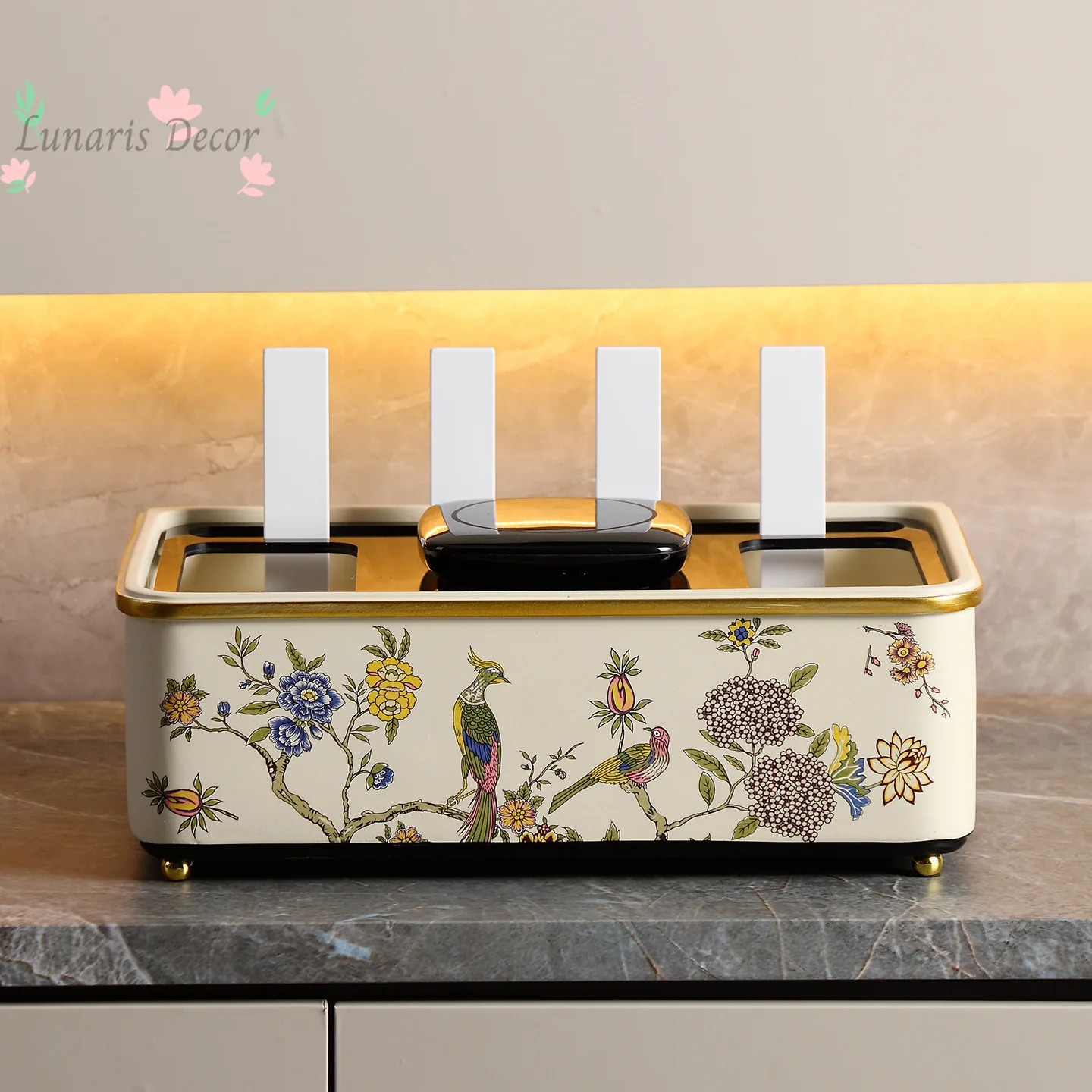 New Chinese-style non-punching light cat wireless router storage box light luxury WiFi desktop occlusion box