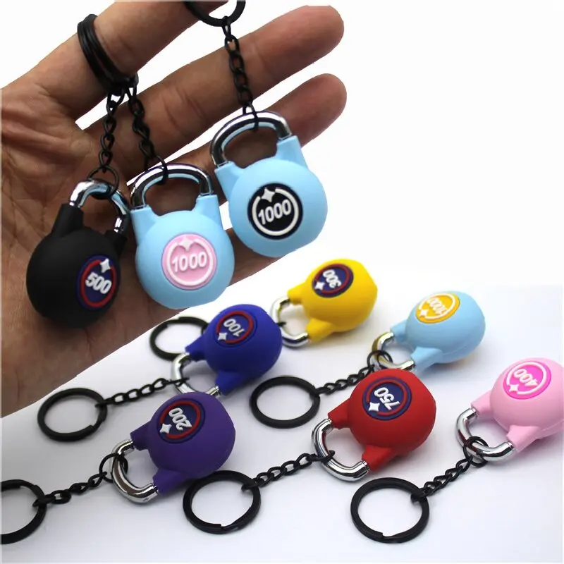 3D Kettlebell keychain for men PVC car key chain sports keychain key holder creative portachiavi chaveiro llaveros bag charm