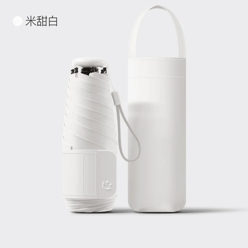 

Mini Foldable Pocket Umbrella UV Protection Vinyl Material Portable Parasol Capsule UPF50,Compact Lightweight,6 Ribs,Rain Sun