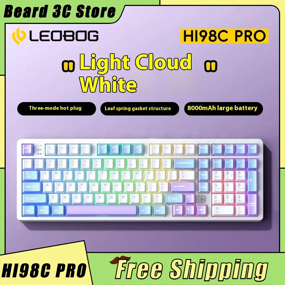 

Новая механическая клавиатура LEOBOG Hi98C Pro, трехрежимная беспроводная Bluetooth-клавиатура, колпачки для клавиш из ПБТ, алюминиевая клавиатура, ПК, геймер, подарок на заказ