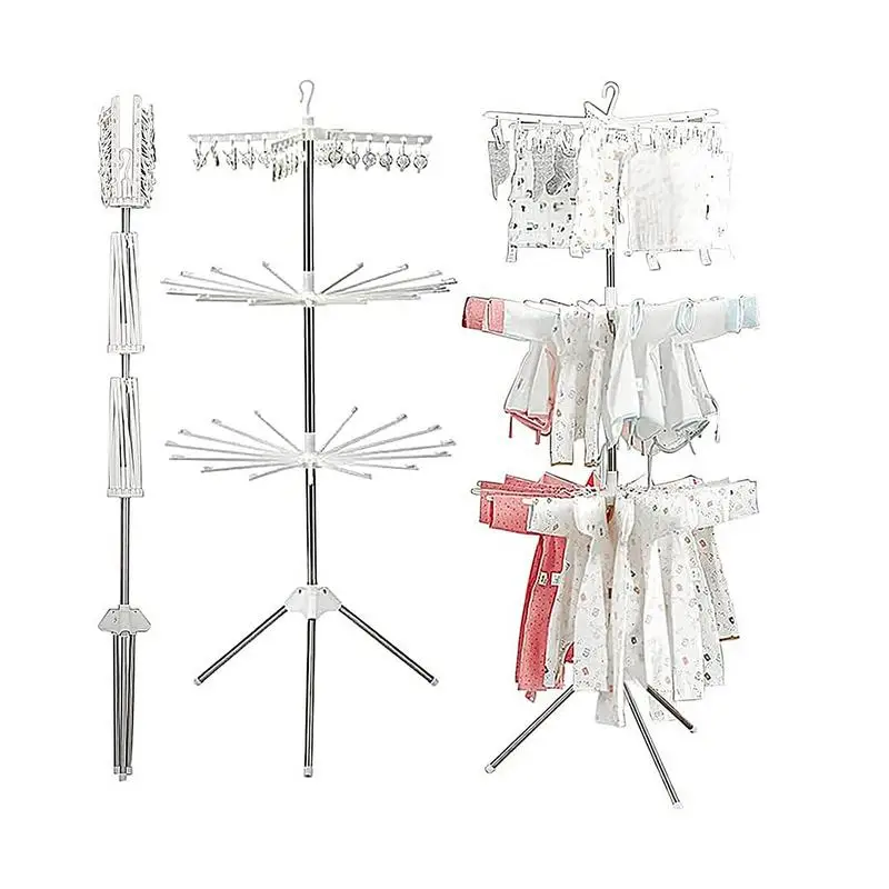 

Tripod Clothes Drying Rack 3 Tiers Collapsible Laundry Rack Floor Stand Clothing Stand Laundry Hanger For Towels Socks Shirts