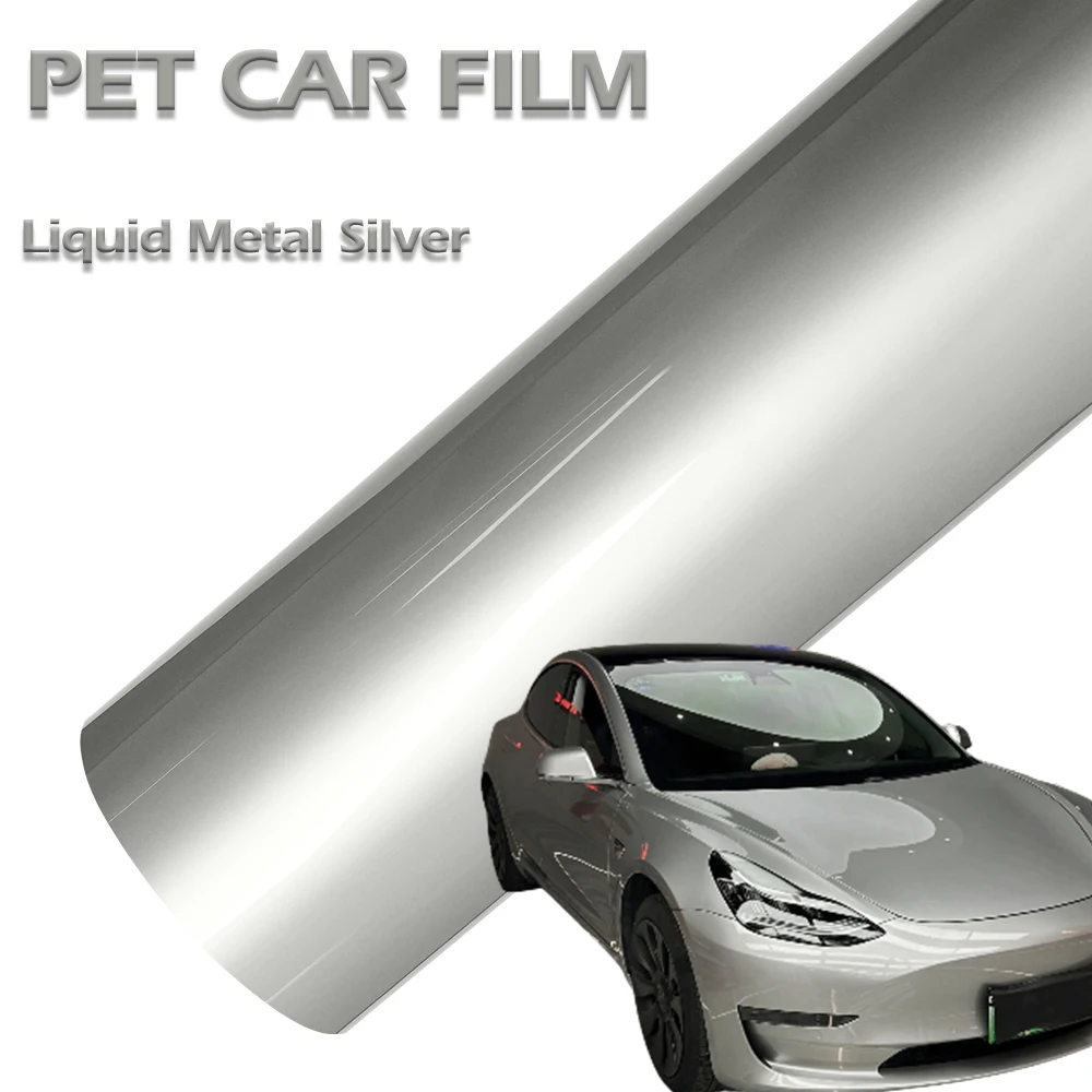 

Автомобильная виниловая пленка из ПЭТ, жидкий металл, серебро, авто виниловая пленка, самоклеящаяся наклейка для украшения кузова мотоцикла, аксессуары