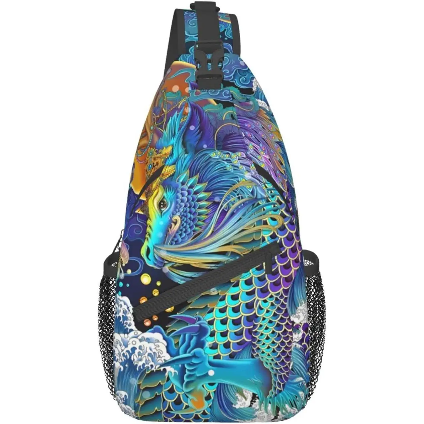 Dragão padrão sling mochila viagem caminhadas daypack saco de peito ombro daypack crossbody sacos para mulheres homens resistente à água