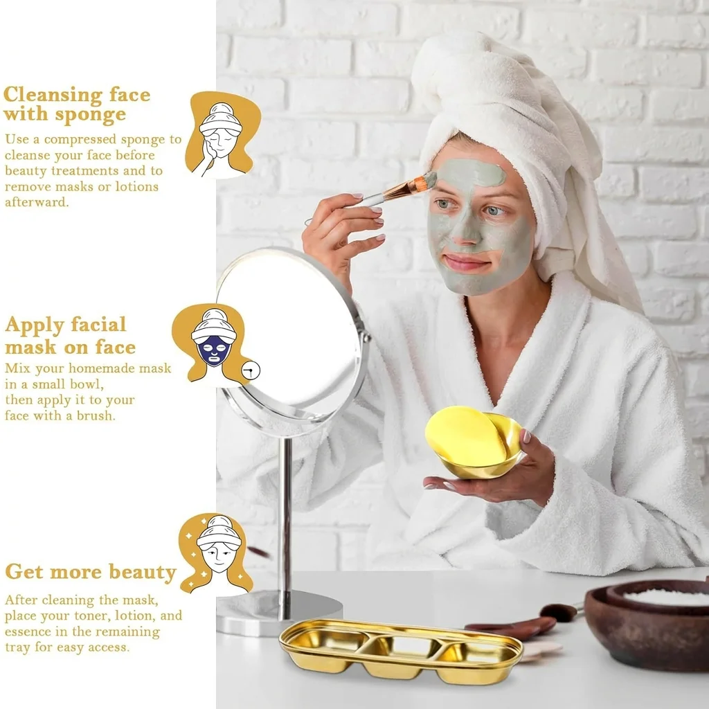 

Beauty Tool Kit Ideal Facial Mask Mixing Tool Set Stainless Steel Bowls Practical Compressed Sponges For All Skin Types Beauty
