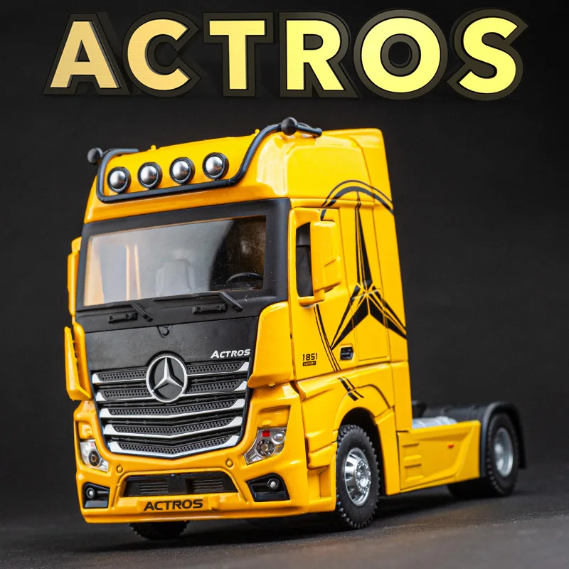 Simulation 1/36  Alloy Benz Actros Truck Head Model with Sound Light Children Boy Diecast Toy Vehicle Gift Collection Miniature