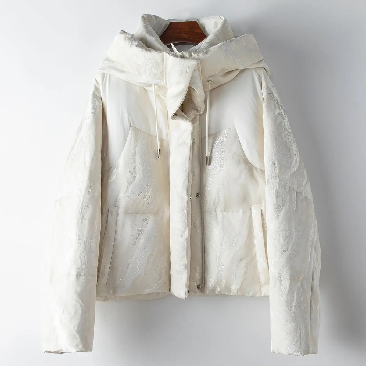 

clothing 2024 spring new item 15 silk loose hooded style 95 white goose down jacket warm jacket for women