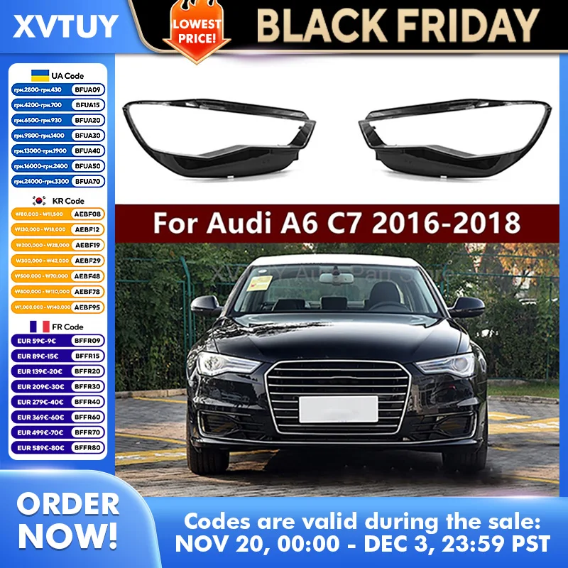 

Крышка фары для Audi A6L C7PA 2016-2018, высококачественный черный корпус передней фары, точно подходит, устойчивый к ультрафиолетовому излучению, прочные автомобильные аксессуары