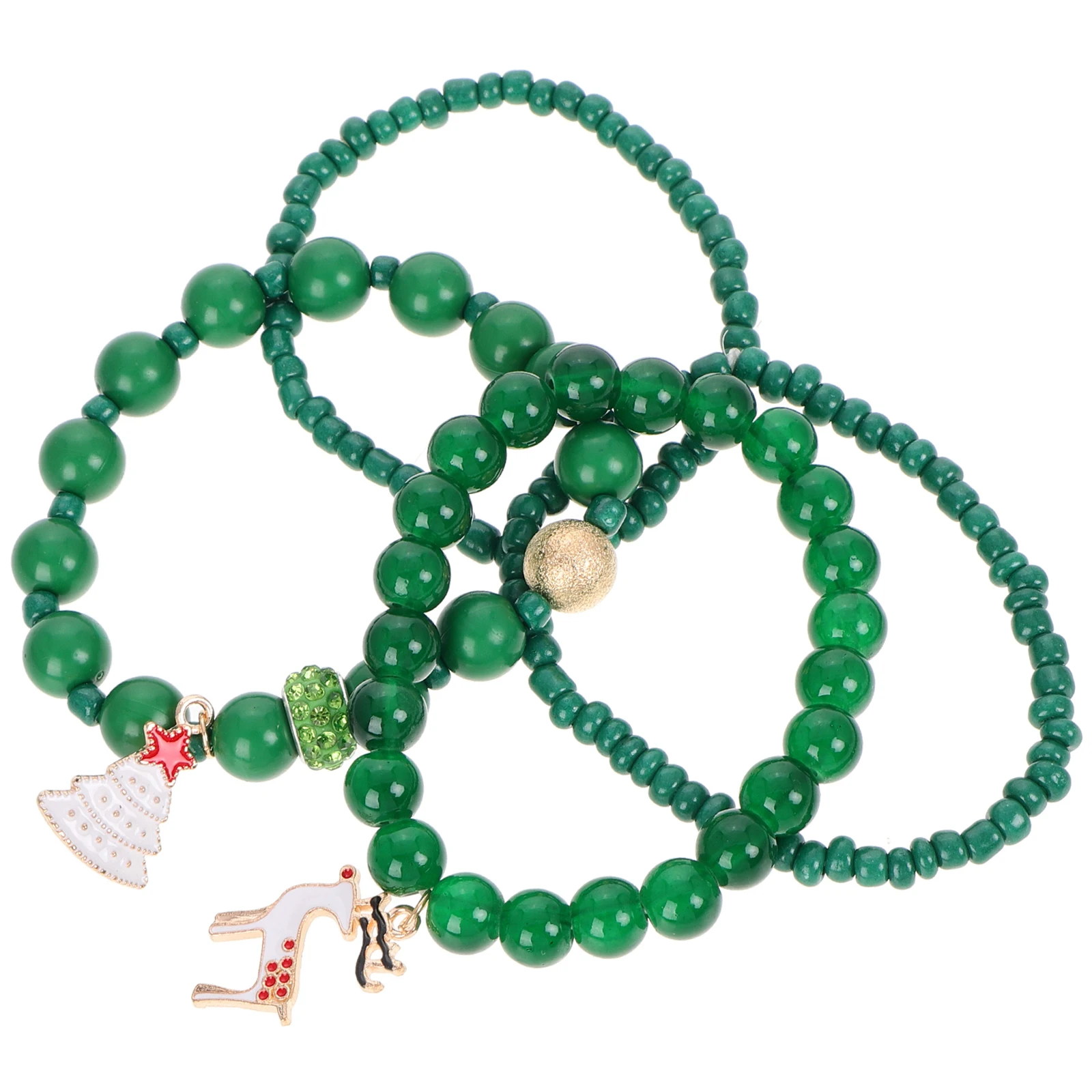 

1Set Christmas Beaded Bracelets Crafts Stretch Stackable Holiday Wristbands Xmas Charm Bracelets Christmas Bracelet
