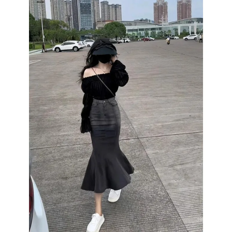 

Denim skirt women's 2024 spring and autumn new high-waisted skirt