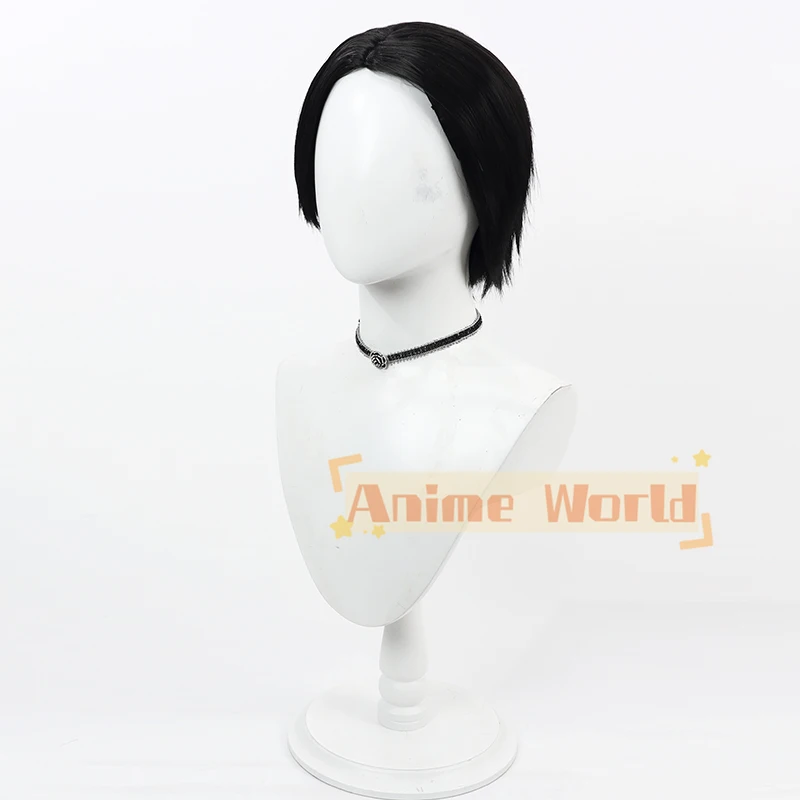 New Ukiyo Esu Cosplay Wig Short Black Synthetic Hair Heat Resistant Halloween Role Play Party