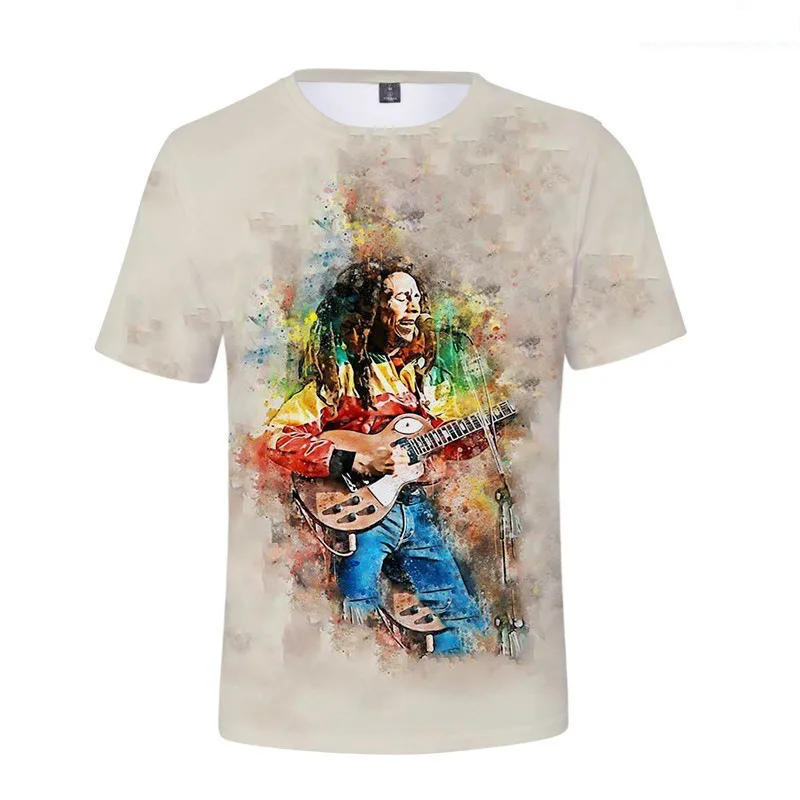 Summer T-Shirt Short Sleeve Fashion Cool Breathable Casual Adult Kids Teen Identical 3d Casual Kids Bob Marley T-Shirt