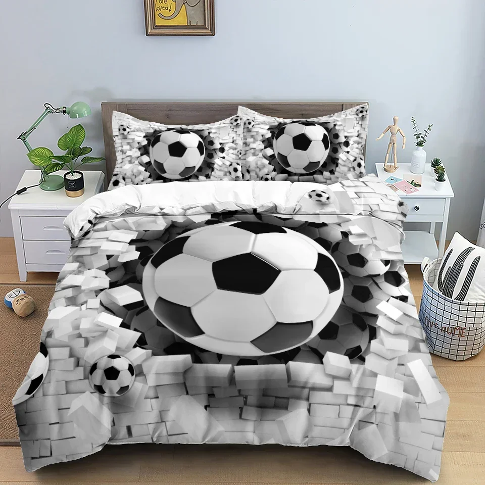 Football Bedding Set 3D Soccer Child Duvet Cover Single Double Sports Boy Home Textile Comforter Nordic Covers for Bed King Full