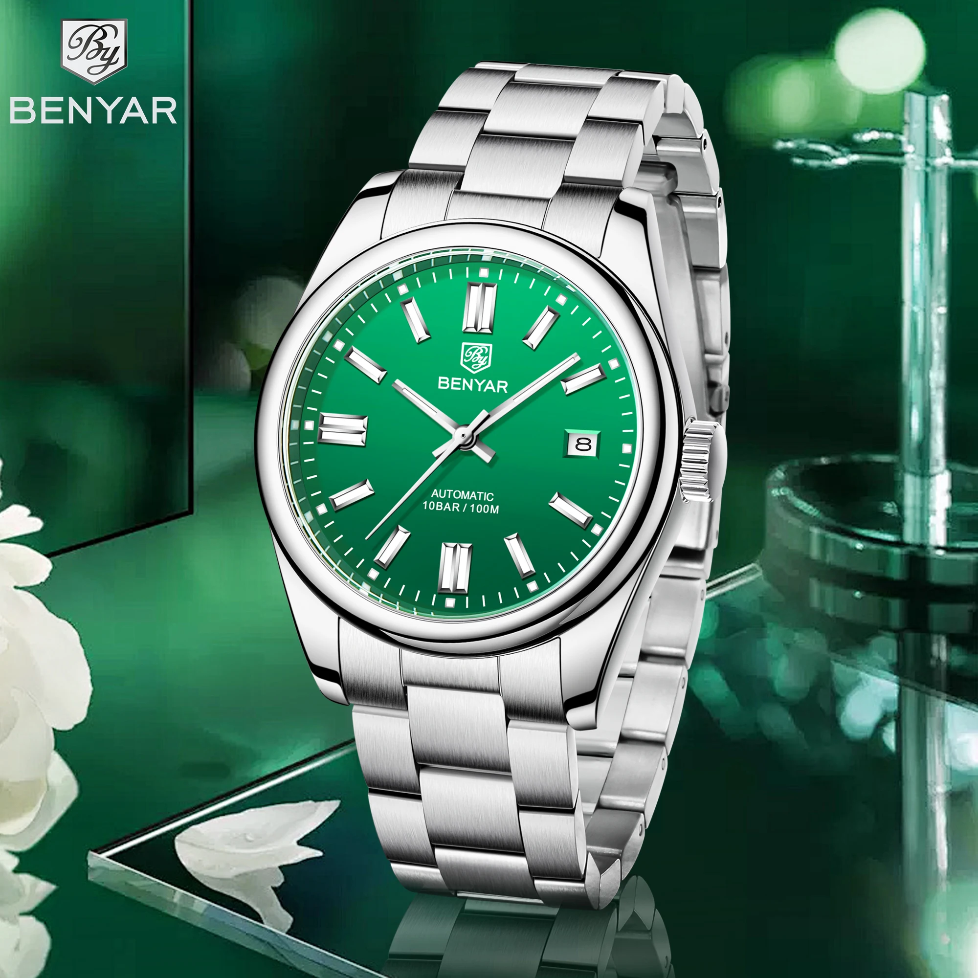 

BENYAR Men's Watch New Mechanical Watch For Man Stainless Steel Sports Watches Automatic Manual Winding Complete Calendar Clocks