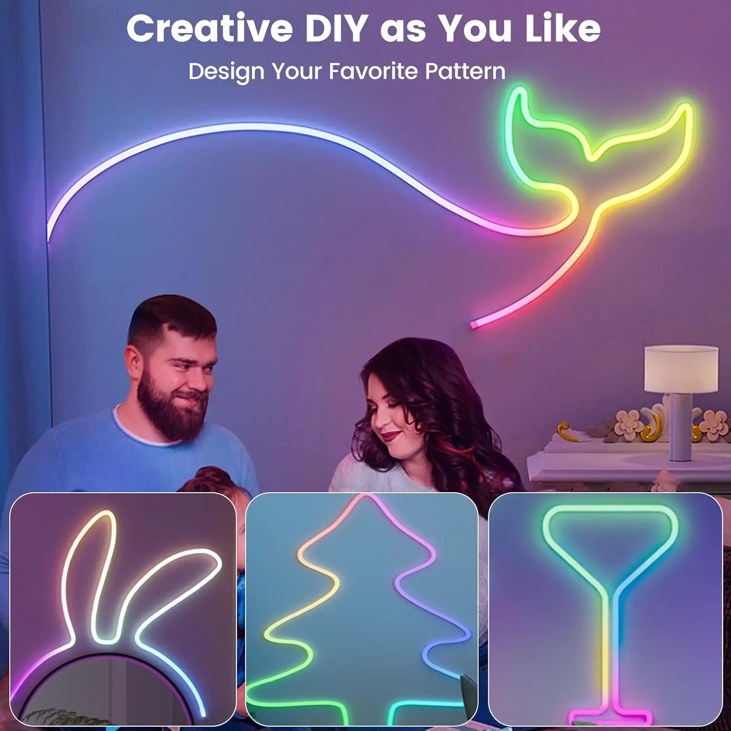 16.4FT Led Neon Rope Lights with APP/Remote Control, Flexible DIY Design, Music Sync Neon Lights for Wall Decor, Outdoor IP67