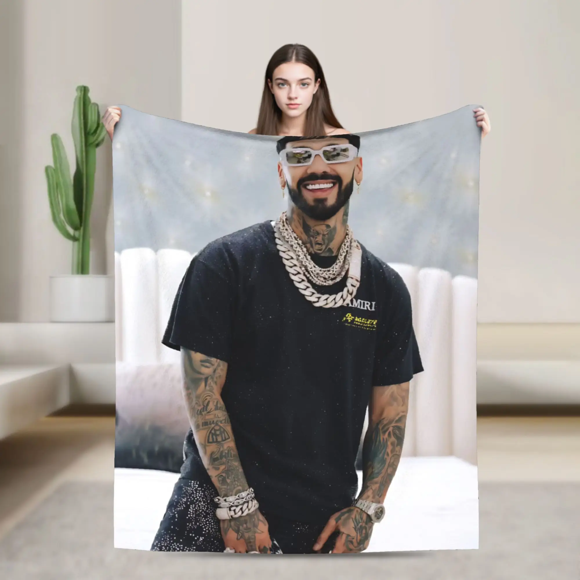 

Супермягкое одеяло Anuel AA Rapper Singer, флисовое фланелевое легкое одеяло премиум-класса, нечеткие плюшевые одеяла, всесезонные