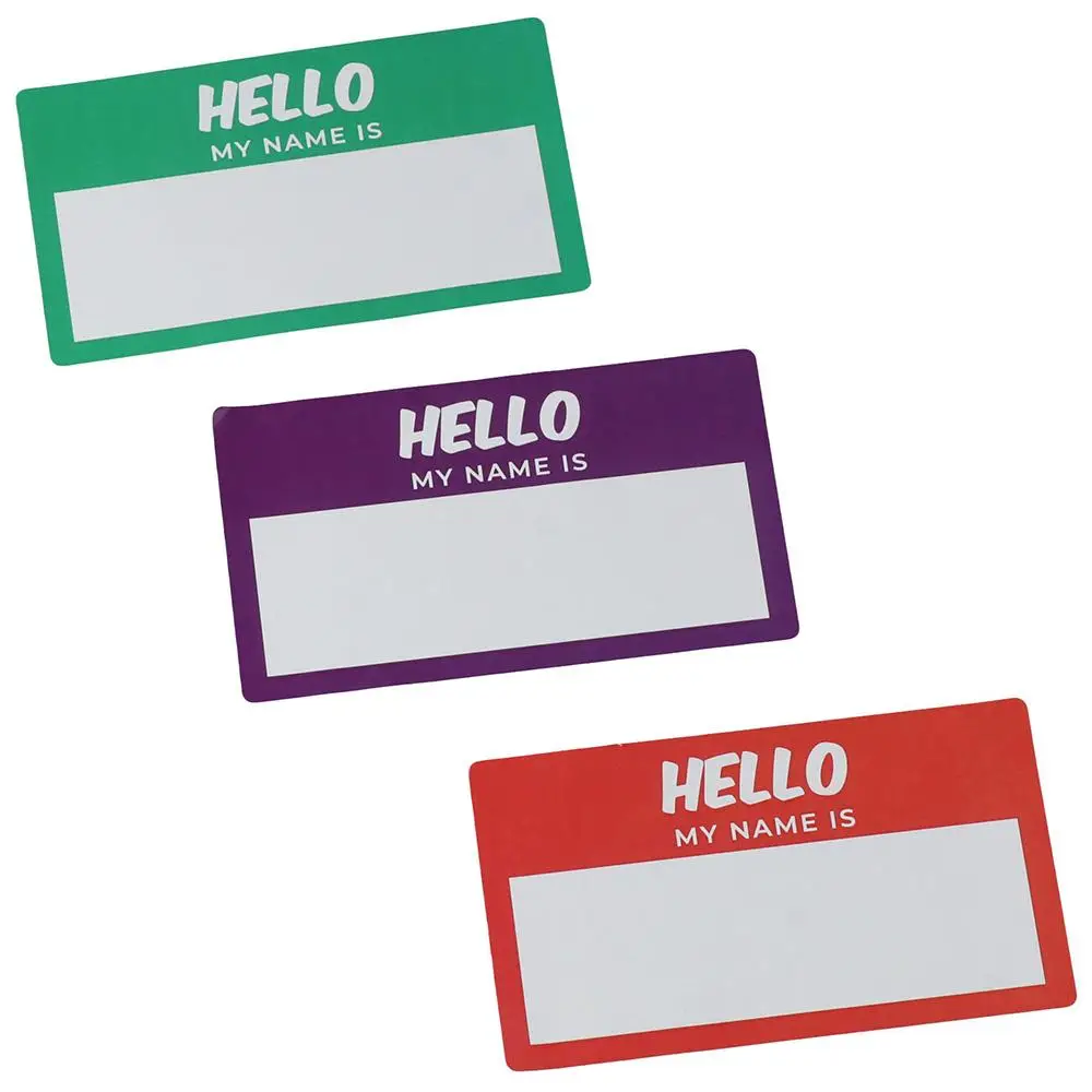 60Pcs Name Tags, Hello My Name is Stickers 6 Colors, Colorful Name Tag Stickers for Office, Meeting, 3.5