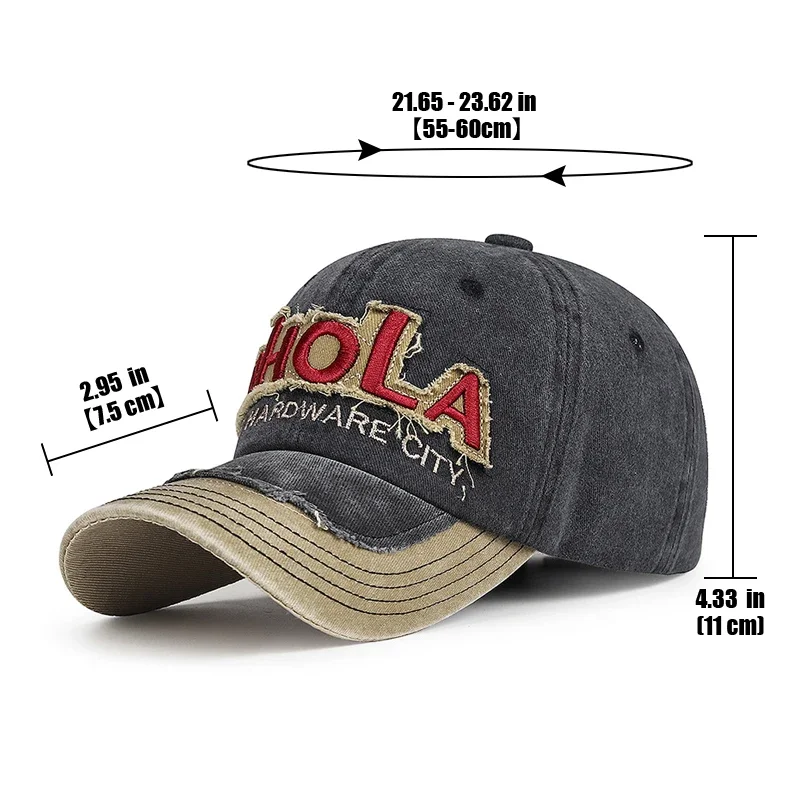 New Cotton Washed Baseball Cap American Style Letter Old Stitching Duckbill Cap Versatile Embroidery Couple Style