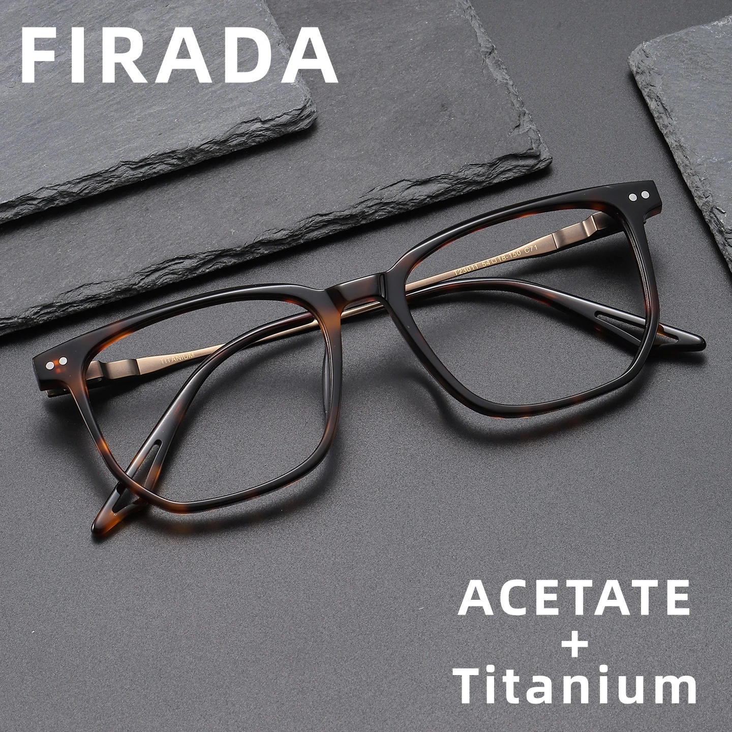 

FIRADA Fashionable Comfortable Eyewear Luxury Retro Square Eyeglasses Acetate Fiber Pure Titanium Glasses Frame for Men T23011-C