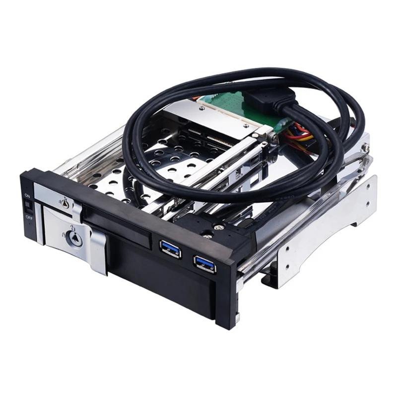 5.25Inch Internal Dual Slot Hard Disk Case 2.5+3.5 Inch SATA HDD/SSD Enclosure Tool-Free Design With 2 Safety Locks