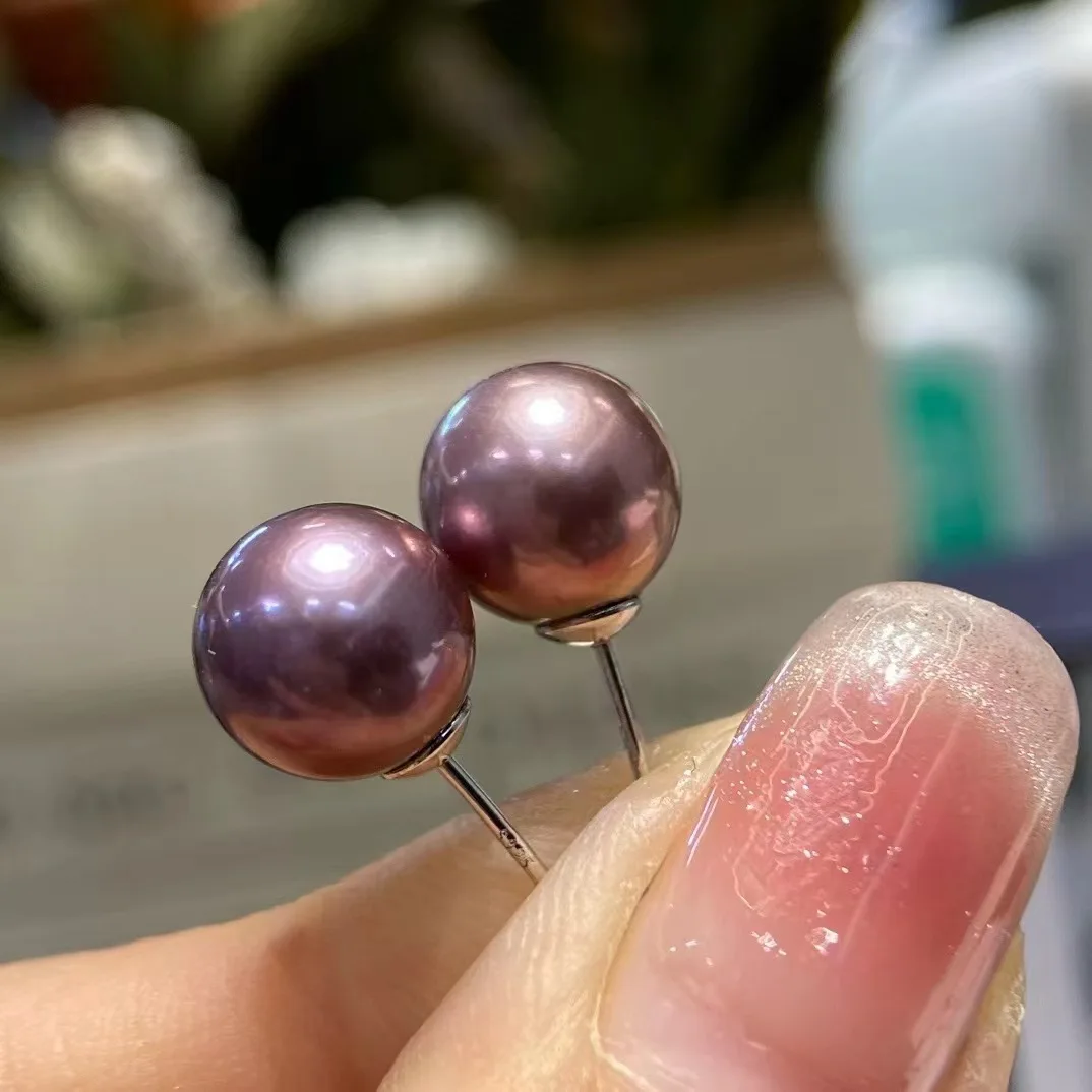 14k Gold Best selling certificate AAA 8-9mm 9-10mm 10-11mm 11-12mm 12-13mm South Sea Purple Pink Pearl Earrings with gift box