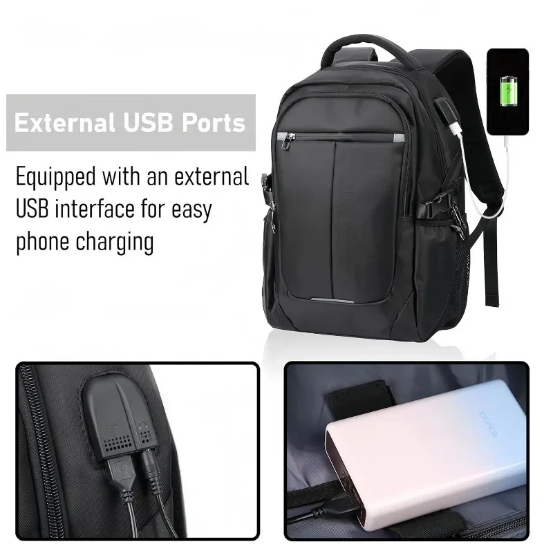 Travel Business Waterproof Laptop Backpack with External USB Charging and Headphone Port School Bag Can Hold 15.6 Inch Laptop