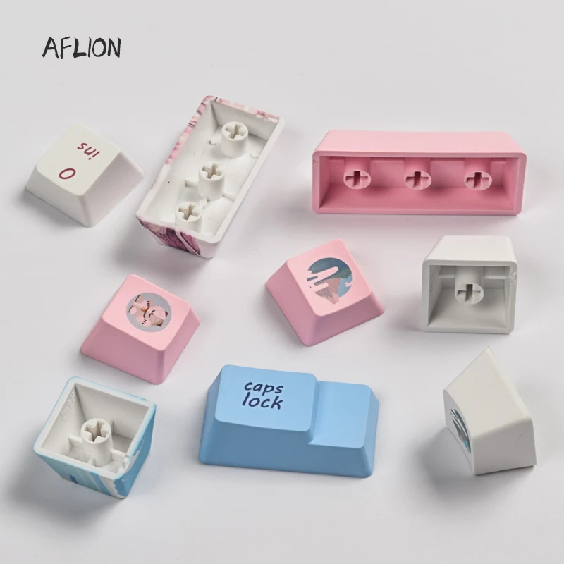 Aflion Two-dimensional Girl Theme Mechanical Keyboard 108key Gaming Anime Pbt Keycap DIY Custom OEM Profile  Thermal Sublimation