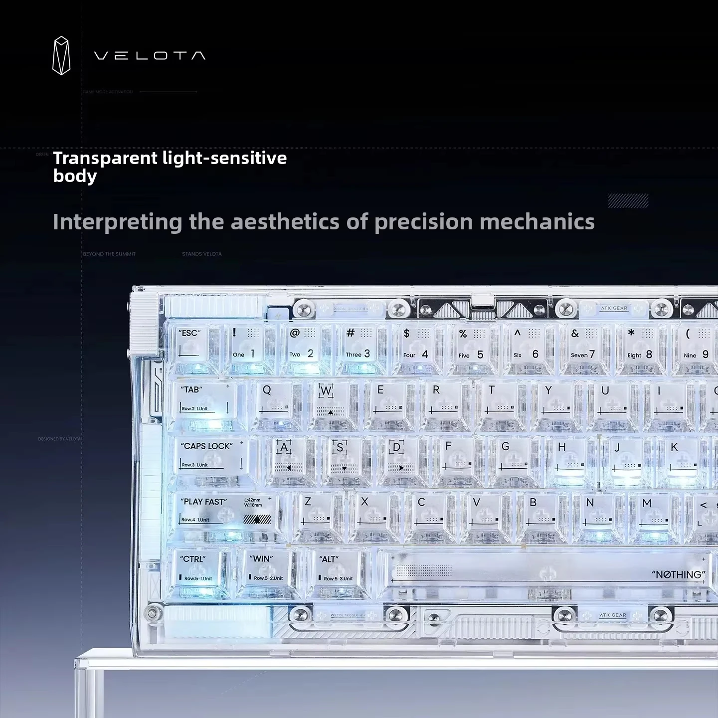 ATK VELOTA NOTHING 68 Transparent Magnetic Switch Keyboard 8K Polling Rate Self-developed Flagship Magnetic Axis RGB Light Rail