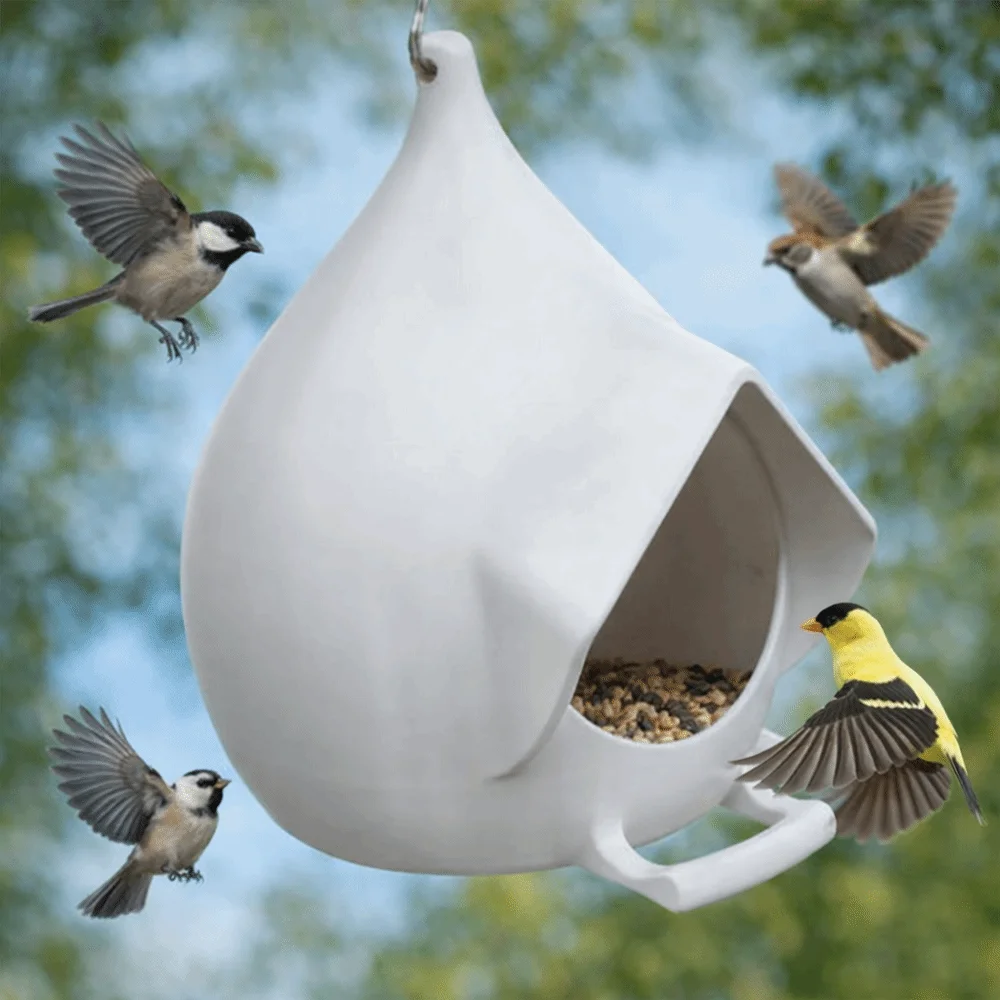 Creative Waterproof Hanging Bird Feeder Rainproof with Stand Hummingbird Feeder Large Capacity Bird Feeder Tray Outdoor