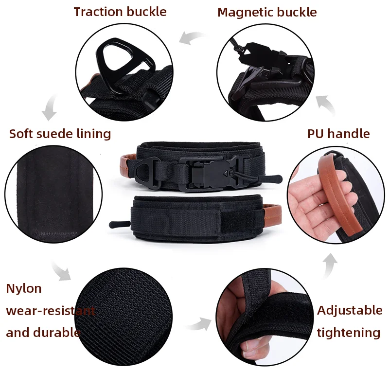 Dog Collar 2 Pcs Adjustable Tactical Military PU Handle Durable Pet Collar Medium Large Dog German Shepherd Training Accessories
