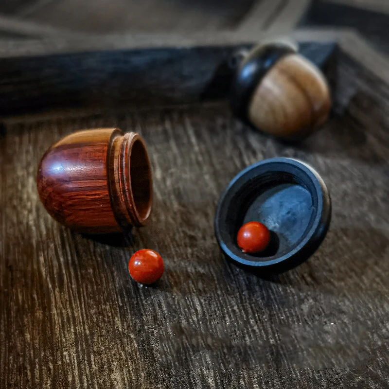 Acorns acorns Wooden Nuts Pine Cones Ebony Acidwood diy emergency pill box Mini Sandalwood Rescue pill box wood carving